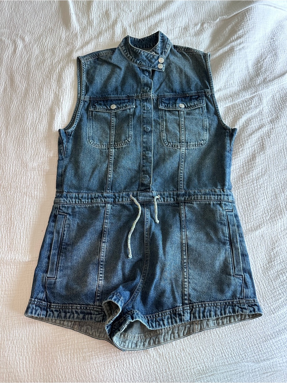We The Free Dark Blue Denim Sleeveless Jumpsuit - Picture 2 of 7